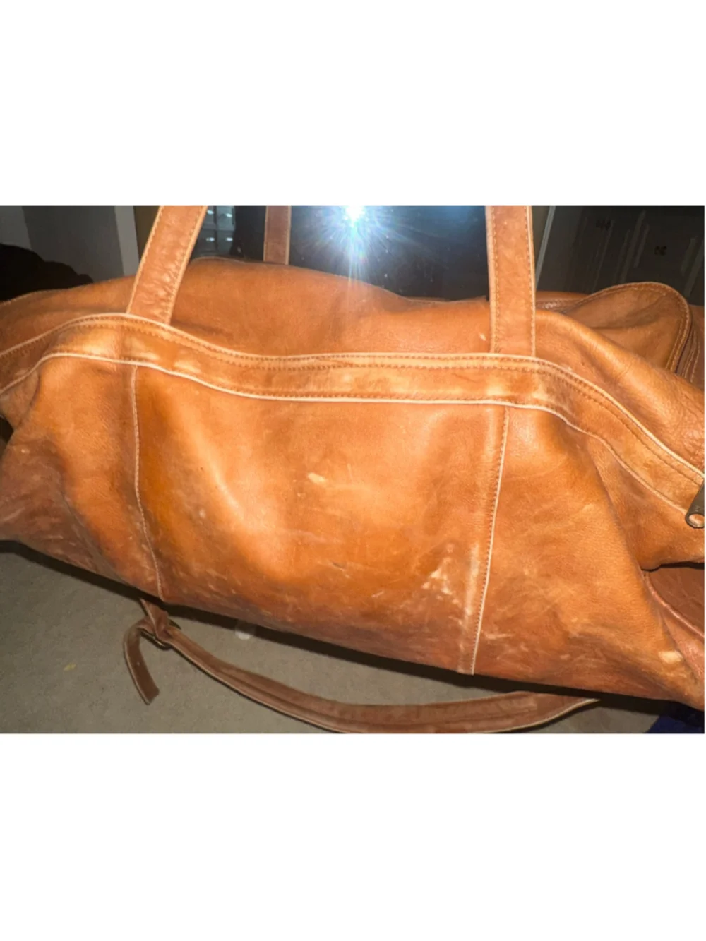 Leather Duffel Bag One Size Brown